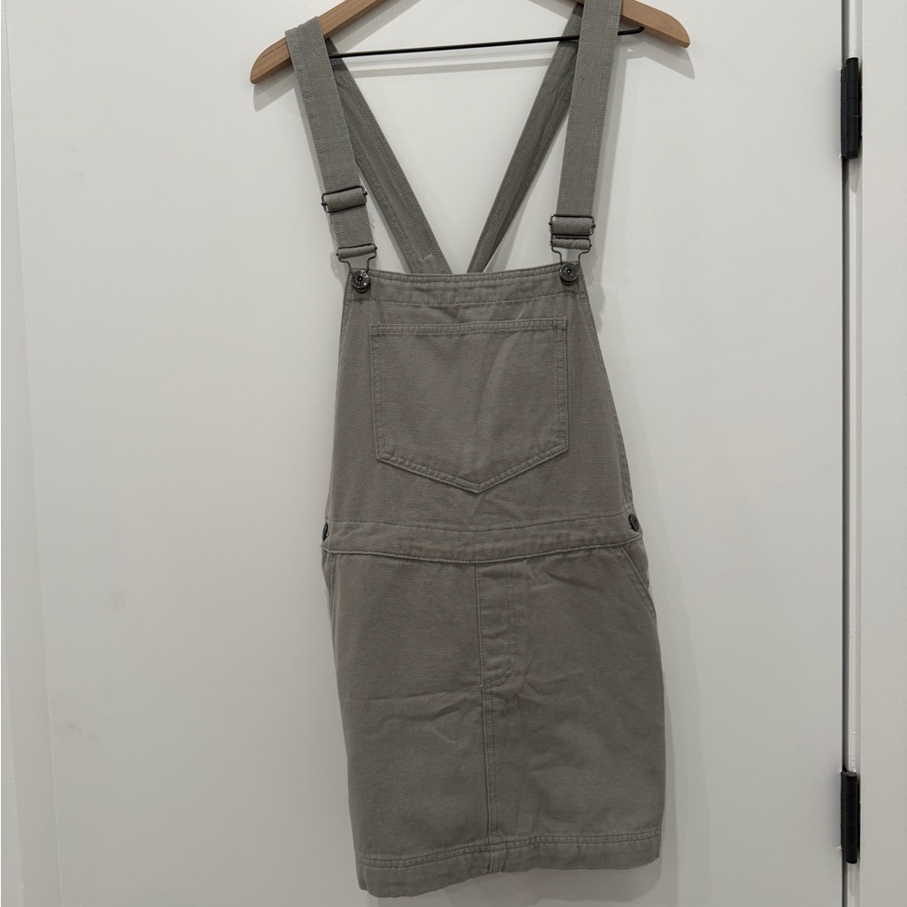 Olive Green Denim Overall Dress